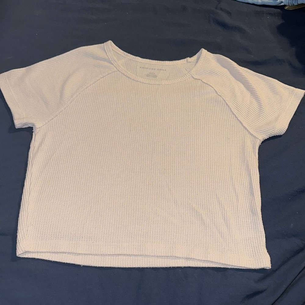 American Eagle Cropped Waffle Knit Top